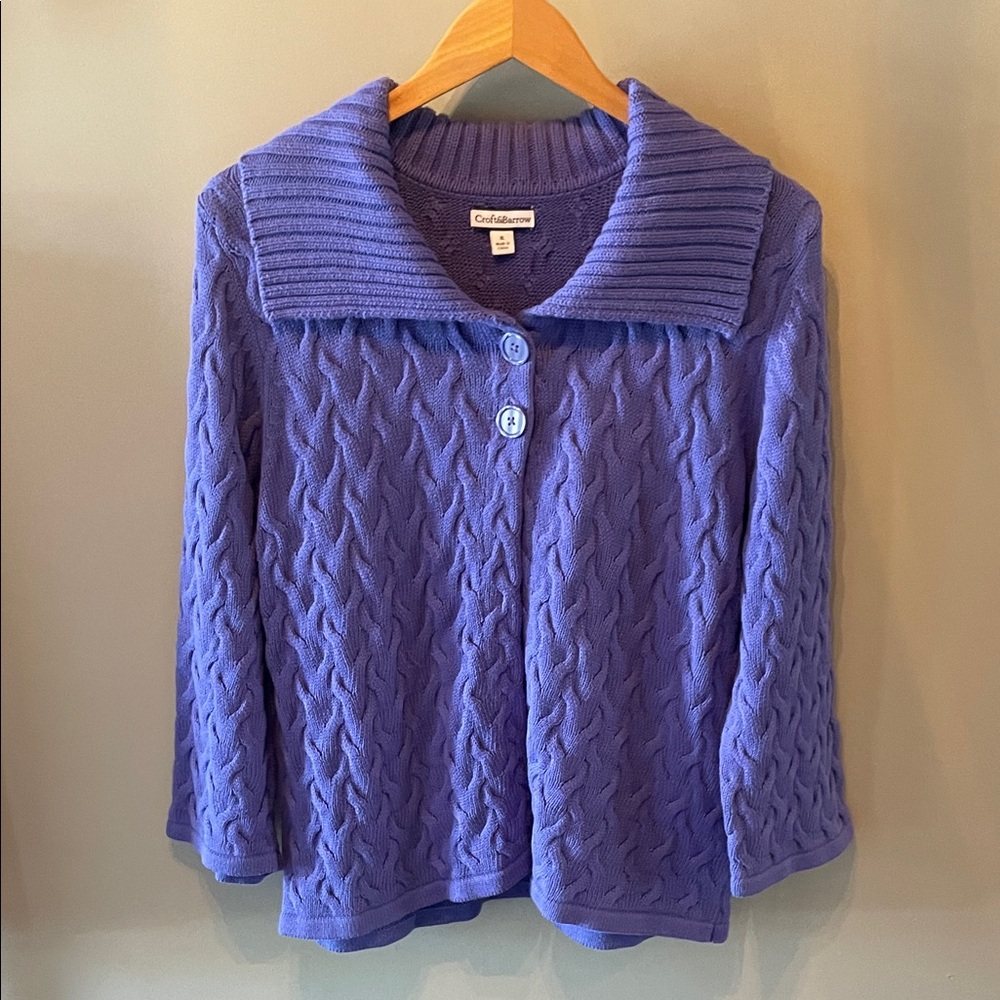 Croft & Barrow Womens Perriwinke Cable Knit Cardigan Size XL